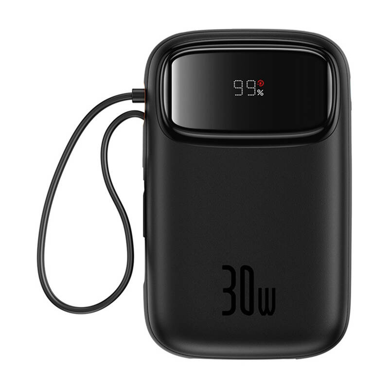 Baseus QPow 2 Powerbank – 10000mAh, 30W gyorstöltés, 2×USB-C és beépített kábel