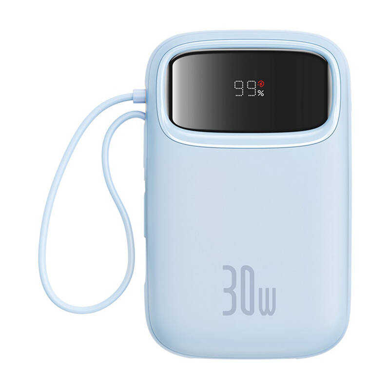 Baseus QPow 2 Powerbank – 10000mAh, 30W gyorstöltés, 2×USB-C és beépített kábel