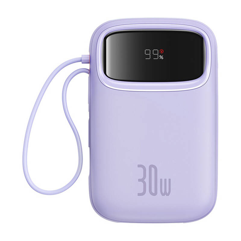 Baseus QPow 2 Powerbank – 10000mAh, 30W gyorstöltés, 2×USB-C és beépített kábel