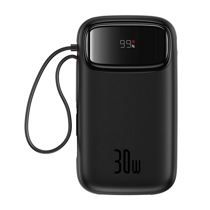Baseus QPow 2 Powerbank – 20000mAh, 30W gyorstöltés, 2×USB-C és beépített kábel