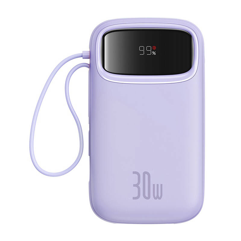 Baseus QPow 2 Powerbank – 20000mAh, 30W gyorstöltés, 2×USB-C és beépített kábel