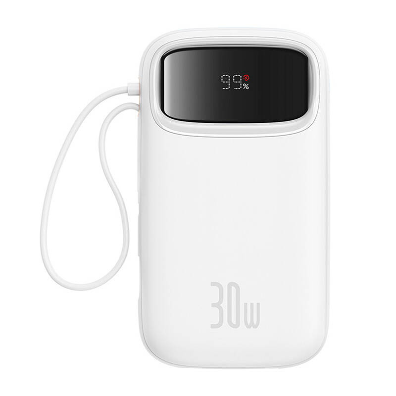 Baseus QPow 2 Powerbank – 20000mAh, 30W gyorstöltés, 2×USB-C és beépített kábel