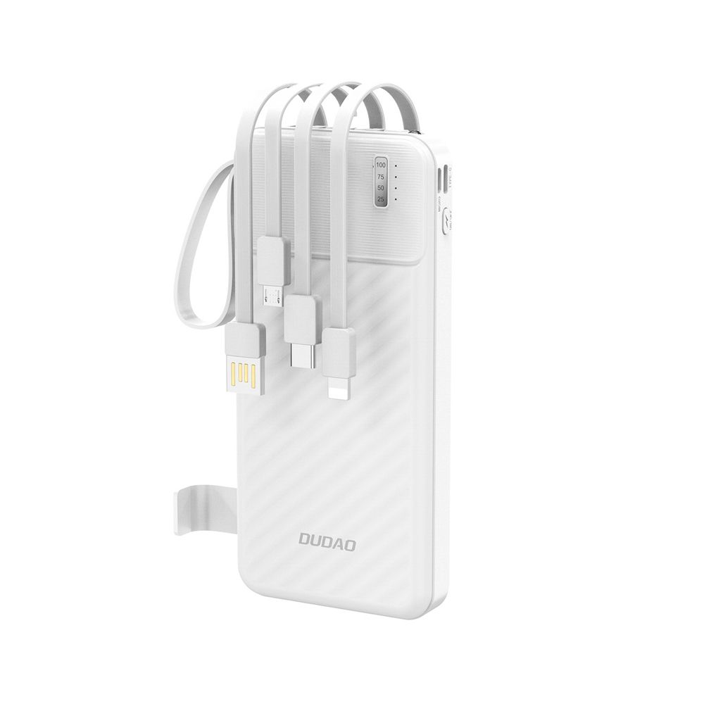 Dudao K11 10000mAh Powerbank - 10W, Beépített USB-C / Lightning / Micro-USB kábelekkel, LED kijelző, Kompakt Külső Akkumulátor