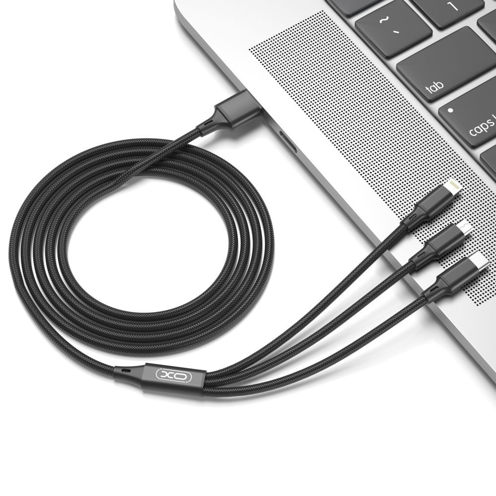 XO NB173 3in1 USB - Lightning + USB-C + microUSB töltőkábel, 1,2m, 2,4A – 3. kép