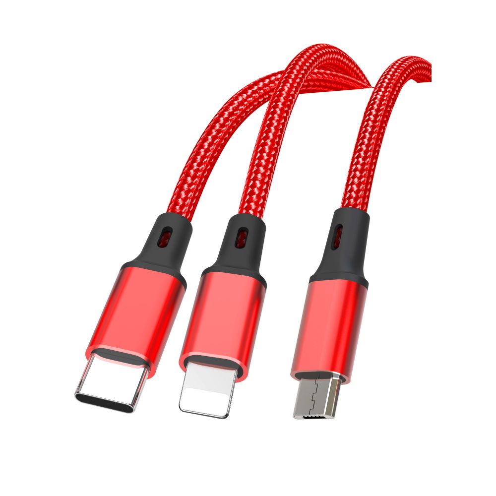XO NB173 3in1 USB - Lightning + USB-C + microUSB töltőkábel, 1,2m, 2,4A – 4. kép