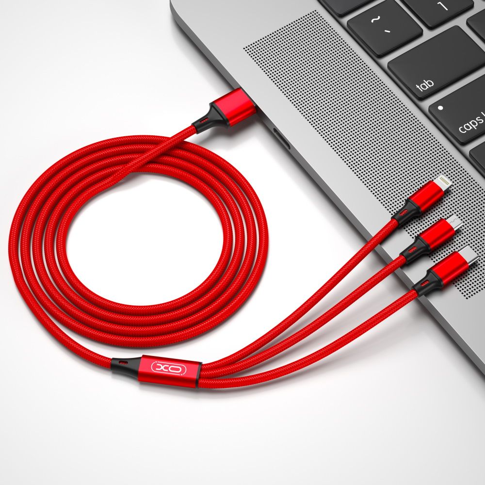 XO NB173 3in1 USB - Lightning + USB-C + microUSB töltőkábel, 1,2m, 2,4A – 6. kép