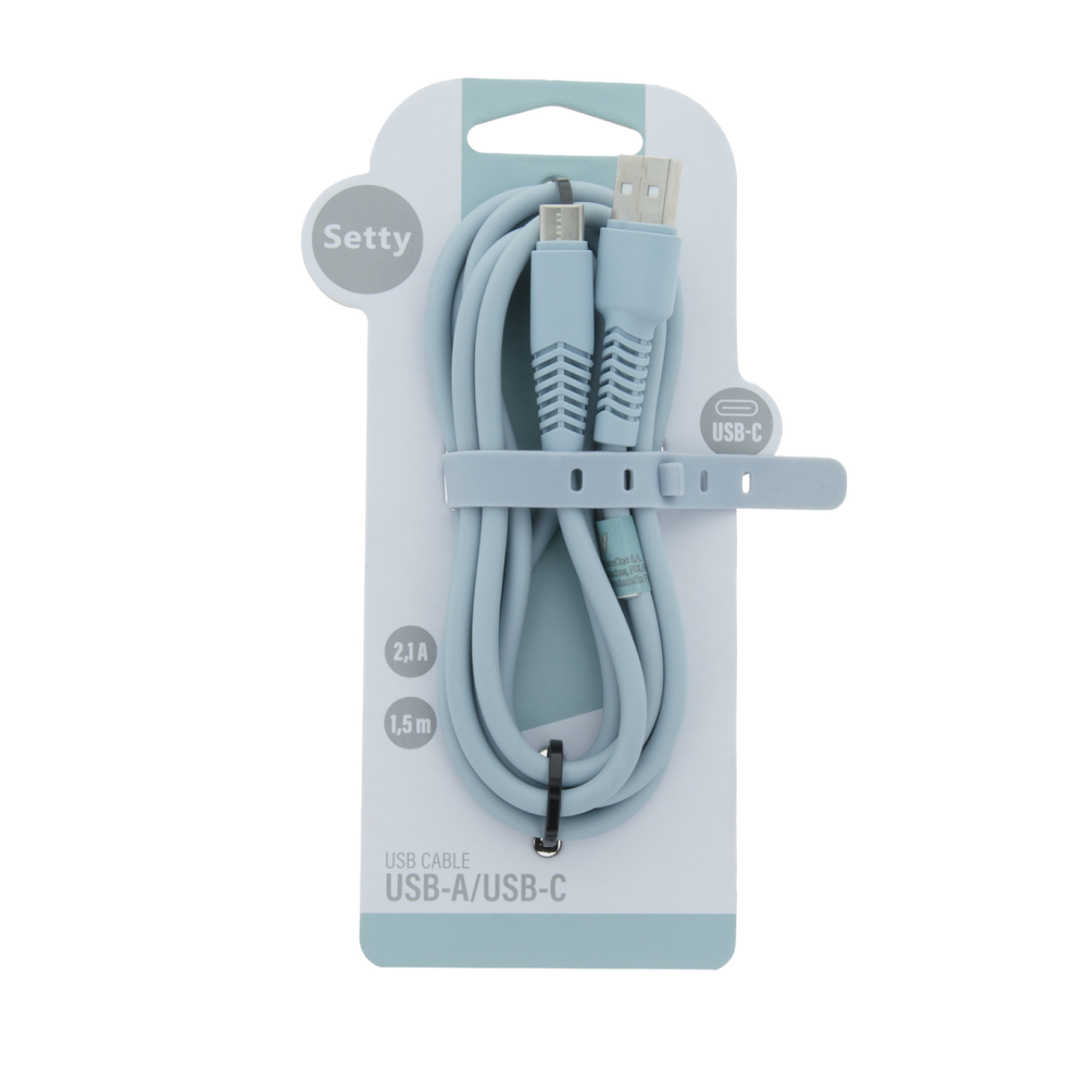 Setty KSA-C-1.5210 USB–USB-C töltő- és adatkábel – 1,5 m, 2,1A, – 3. kép