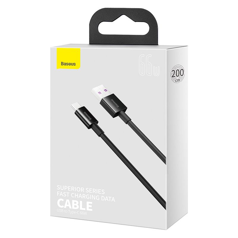 Baseus Superior USB–USB-C töltő- és adatkábel – 2 m, 66W, gyors töltés – 5. kép
